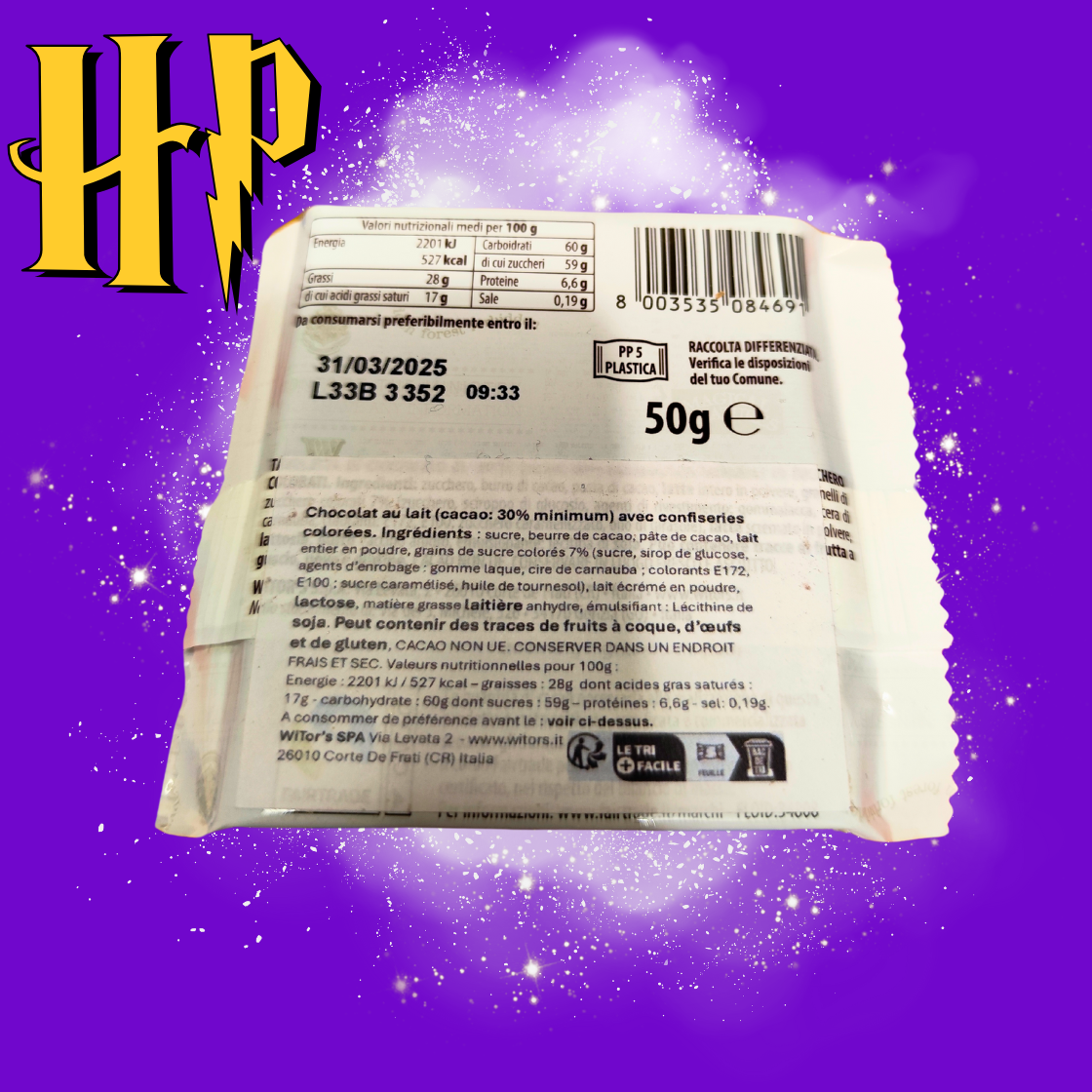 Tablette de chocolat au lait Harry Potter LES WITOR’S 50 g